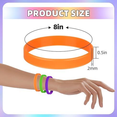 12 Pcs Rubber Bracelets Silicone Wristbands 12 Colors/Black/Green/Yellow/Orange/Blue/Purple, Sport Elastic Silicone Bands in Kuwait
