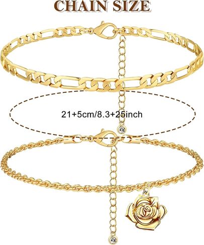 Gold Anklets Bracelets for Women Waterproof 14K Retro Coin Initial Bracelets Layered Ankle Adjustable Handmade Cuban Chain Anklet Bracelet in Saudi Arabia