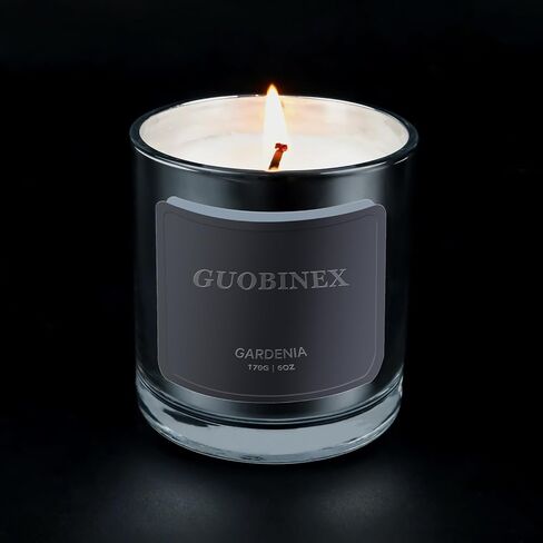 Gardenia Blossom Soy Candle | شموع فتيل القطن النظيف ، والمنتجع الصحي والاسترخاء المنزلي للنساء/الأم/المضيفة (عيد ميلاد/عيد الميلاد/شكرا) في جرة زجاجية فضية in Saudi Arabia