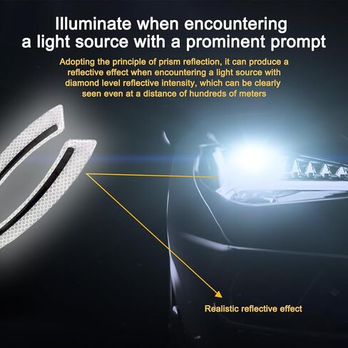 4PCS Car Wheel Eyebrow Reflective Stickers, Waterproof Anti-Scratch Auto Bumper Fender Safety Reflector Guard Strips Trim Side Marker, Vehicle Exterior Accessories, Universal Fit（White） in Kuwait