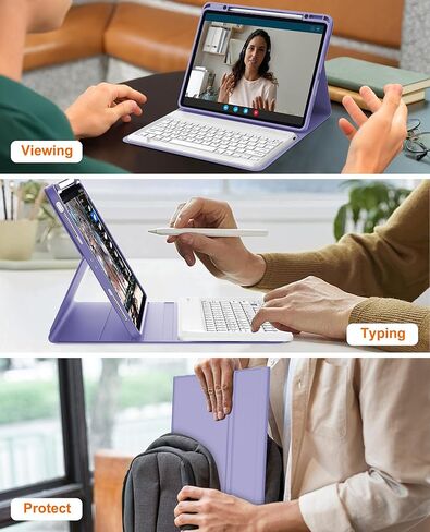 JADEMALL Keyboard Case for iPad Pro 13 inch (M4) 7th Generation 2024, Wireless Bluetooth, 7 Colors Backlit Detachable Keyboard with Pencil Holder, Sleep/Wake Synthetic Leather Folio, Grass Green in Saudi Arabia