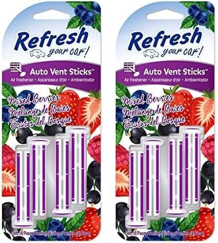 Car Air Freshener, Odor Eliminator, Set of 4 Auto Vent Sticks, Mixed Berries Scent, Refresh Your Car in Saudi Arabia