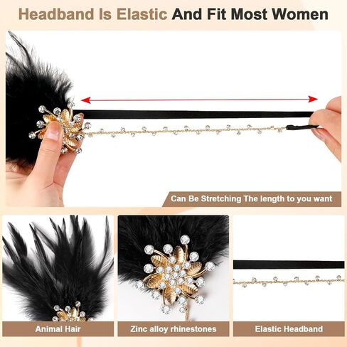 1920s Flapper Costume Accessories Set for Women, Great Gatsby Costume Roaring 20s Accessories Set with Headpiece in Saudi Arabia