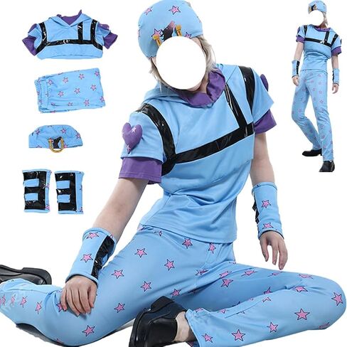 Johnny Joestar Cosplay Costume Blue Suit ohnny Joestar Cosplay Costume Outfit With Hat in Saudi Arabia
