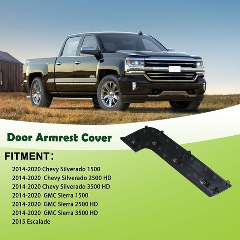 Door Armrest Cover Trim Front Left Driver Side Door Panel Arm Rest Bezel Black Compatible with 2014-2020 Chevrolet Chevy Silverado GMC Sierra Replaces 23291499 22824676 in Saudi Arabia