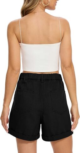 QUEZHU Women Denim Pleated High Waist Jean Shorts 2025 Summer Causal with Pockets in Saudi Arabia