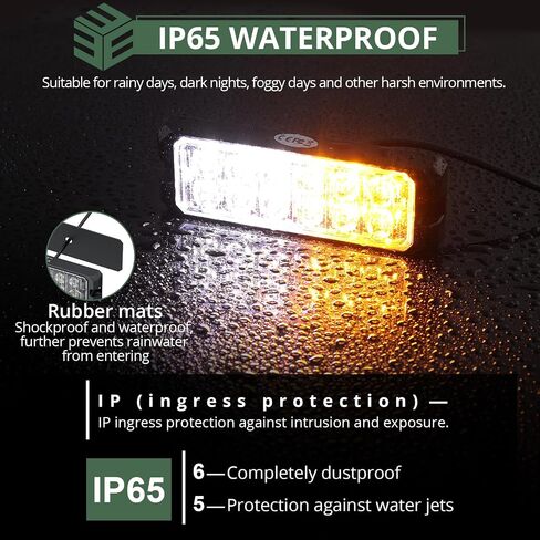 EYPINS LED Strobe Lights Kit - 8×12LED Surface Mount Emergency Hazard Warning Flashing Strobe Lights for 12-24V Truck Car, Amber/White, IP65, 14 Strobe Modes, Memory Funtion in Saudi Arabia