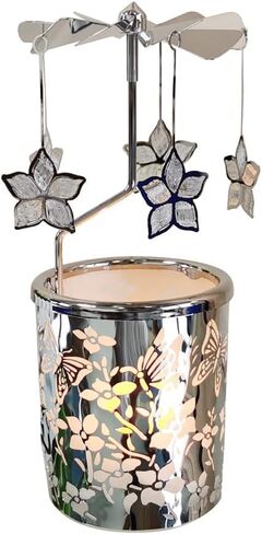 Rotary Candle Holders Spinning Tealight Holders Carousel for Tabel Decoration for Children Friend (Silver Bauhinia Flower) in Saudi Arabia