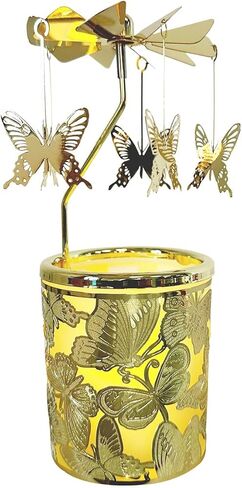 Rotary Candle Holders Spinning Tealight Holders Carousel for Tabel Decoration for Children Friend (Silver Bauhinia Flower) in Saudi Arabia