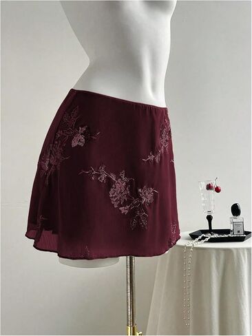 SweatyRocks Women's Sequin Mesh Mini Skirt Floral Embroidery Y2K Sparkly Skirts in Saudi Arabia