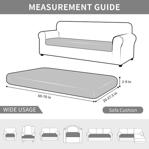 Easy-Going Waterproof Couch Cushion Covers for Couches and Sofas, Stretch Jacquard Sofa Seat Cover Replacement for Dogs, Pets & Kids, Durable Furniture Protector for Sofa Cushions, Dark Gray in Saudi Arabia