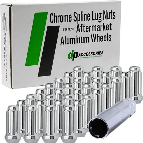 DPAccessories Black M14x1.50 Lug Nuts for Aftermarket Wheels - Closed End Duplex XL Spline Tuner - 51mm (2") Tall - Set of 24 - D5148P-2305/24 in Kuwait