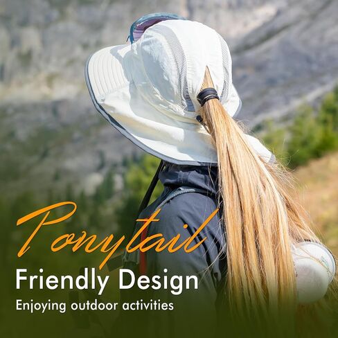 TOP-EX L/XL Ponytail Sun Hats for Women with Neck Flap UPF 50 Wide Brim Summer Hat Sunglass Lock Waterproof Packable in Saudi Arabia