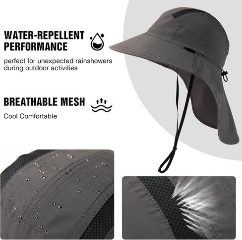 TOP-EX L/XL Ponytail Sun Hats for Women with Neck Flap UPF 50 Wide Brim Summer Hat Sunglass Lock Waterproof Packable in Saudi Arabia