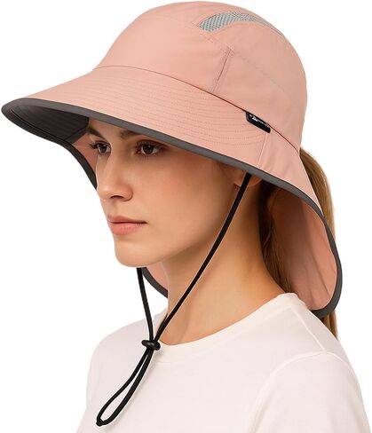 TOP-EX L/XL Ponytail Sun Hats for Women with Neck Flap UPF 50 Wide Brim Summer Hat Sunglass Lock Waterproof Packable in Saudi Arabia