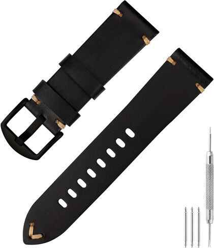 Leather Watch Band 20mm 22mm - Fast Release Old Fashioned Genuine Watch Strap for Men & Women, Top Grain Leather in Saudi Arabia