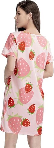 MAKABO Womens Nightgowns For Comfy Soft Short Sleeve Casual Print Sleepshirt Nightshirts Loungewear With Pockets in Kuwait