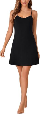 Lyaner Women's Liegown Liegown Full Slip Sleepwear v الرقبة السباغيتي in Saudi Arabia