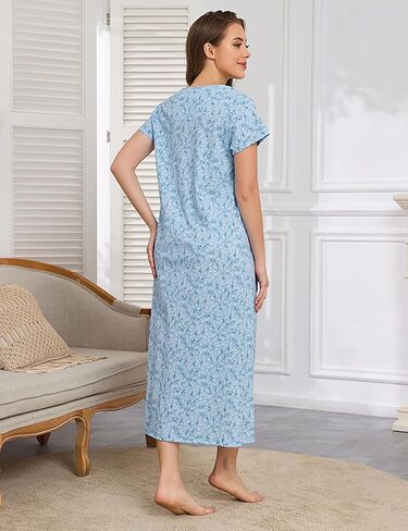 IZZY + TOBY Nightgowns for Women Knit Cotton Night Dress Soft Short Sleeve Ladies Gowns in Saudi Arabia