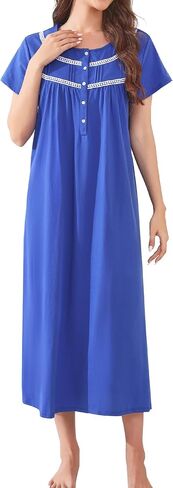 IZZY + TOBY Nightgowns for Women Knit Cotton Night Dress Soft Short Sleeve Ladies Gowns in Saudi Arabia