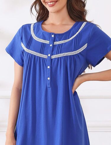 IZZY + TOBY Nightgowns for Women Knit Cotton Night Dress Soft Short Sleeve Ladies Gowns in Saudi Arabia