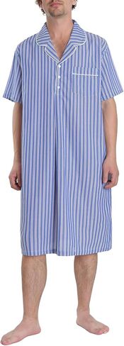 Latuza Men's Cotton Nightshirt Short Sleeve Nightgown with Pockets in Kuwait