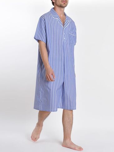 Latuza Men's Cotton Nightshirt Short Sleeve Nightgown with Pockets in Kuwait