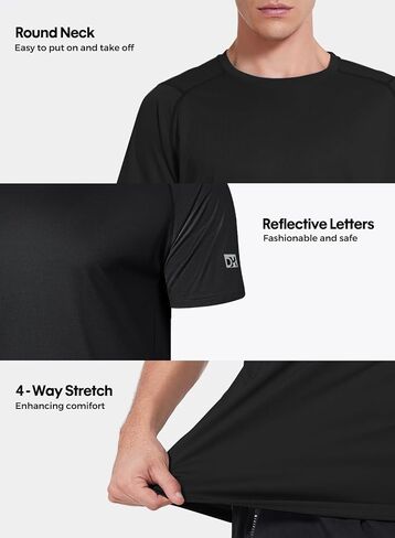 3 Pack Men Workout Shirts Quick Dry UPF 50+ Sun Protection Moisture Wicking Short Sleeve Athletic T-Shirts Rash Guard in Saudi Arabia
