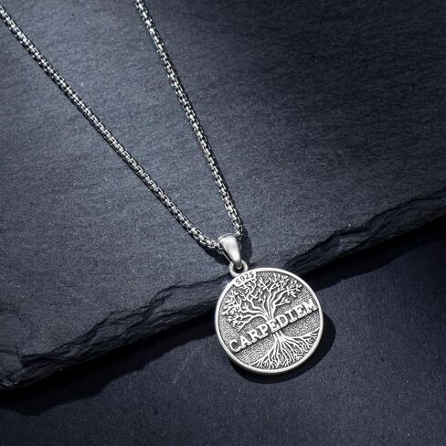 Memento Mori Necklace 925 Sterling Silver Skull Pendant Hourglass Tree of Life Memento Mori Jewelry Gifts for Men Women in Kuwait