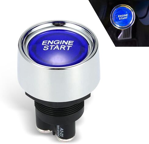 1 PC Car Engine STRIPTION STANCE IGNITION SWITCH ، 1.8 "× 1.3" 12V 50A ملحق تبديل بدء التشغيل بدون مفتاح ، استبدال زر بدء تشغيل المحرك ، Universal for Cars Trucks Boat (Blue) in Kuwait