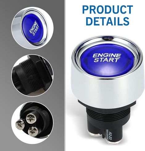 1 PC Car Engine STRIPTION STANCE IGNITION SWITCH ، 1.8 "× 1.3" 12V 50A ملحق تبديل بدء التشغيل بدون مفتاح ، استبدال زر بدء تشغيل المحرك ، Universal for Cars Trucks Boat (Blue) in Kuwait