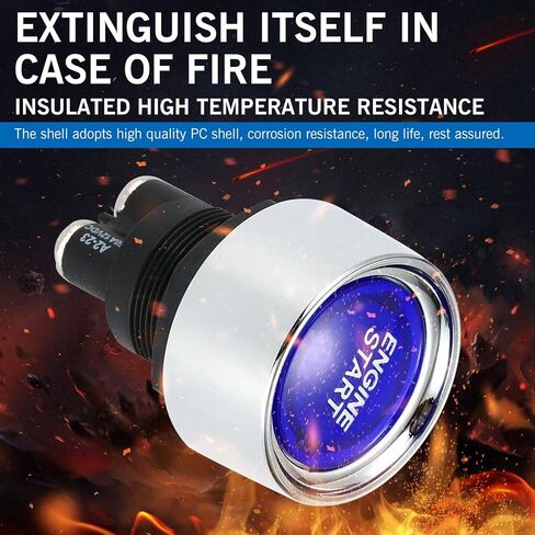 1 PC Car Engine STRIPTION STANCE IGNITION SWITCH ، 1.8 "× 1.3" 12V 50A ملحق تبديل بدء التشغيل بدون مفتاح ، استبدال زر بدء تشغيل المحرك ، Universal for Cars Trucks Boat (Blue) in Kuwait
