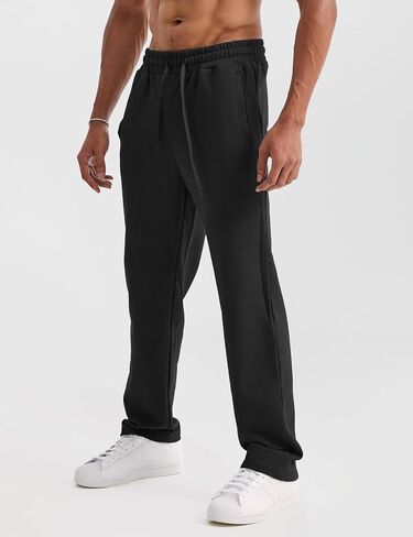 Ouber Men's Loose-Fit Gym Sweatpants Workout Joggers Open Bottom Pants with Pockets in Saudi Arabia