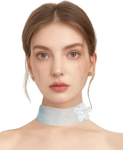 Choker Necklace for Women, Tulle Sheer Pearl Neck Scarf Light Soft Fashion Scarves Neckerchief in Saudi Arabia
