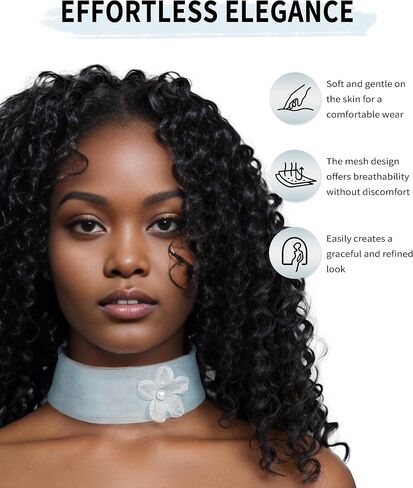 Choker Necklace for Women, Tulle Sheer Pearl Neck Scarf Light Soft Fashion Scarves Neckerchief in Saudi Arabia