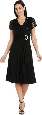 R&M Richards Women's Embellished Cascade Faux Wrap Dress in Saudi Arabia
