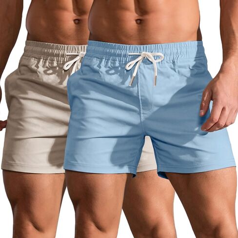 Oymyakon Men's 5 Inch Shorts Cotton Casual Shorts Summer Classic Fit Elastic Waist Workout Short with Pockets in Kuwait