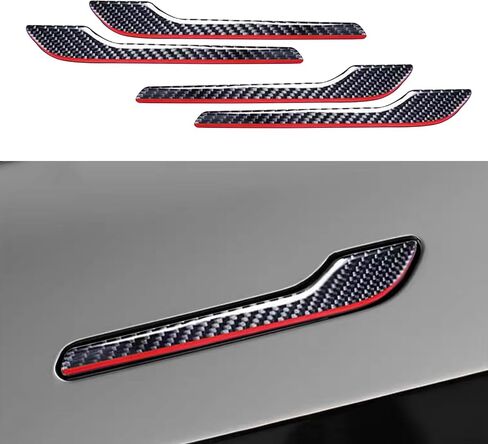 YHCDSEA MODEL 3 Y CORBON CORBON FIBER DOOR COVERTIVER COPERITION 4 PCS/SET TESLA MODEL 3 MODEL 3 Accessories (ألياف الكربون الأسود) in Kuwait