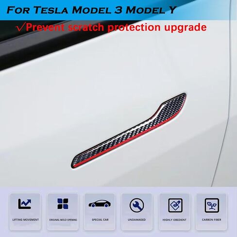 YHCDSEA MODEL 3 Y CORBON CORBON FIBER DOOR COVERTIVER COPERITION 4 PCS/SET TESLA MODEL 3 MODEL 3 Accessories (ألياف الكربون الأسود) in Kuwait