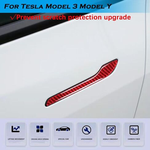 YHCDSEA MODEL 3 Y CORBON CORBON FIBER DOOR COVERTIVER COPERITION 4 PCS/SET TESLA MODEL 3 MODEL 3 Accessories (ألياف الكربون الأسود) in Kuwait