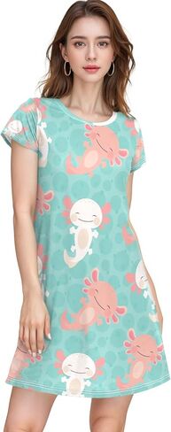 VKPSCHJ Sleepwear for Women Nightgown,Casual Soft Sleep Shirts Scoopneck,Short Sleeve Sleepdress Comfy House Dress for Ladies in Saudi Arabia