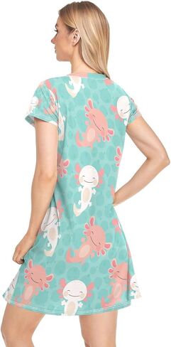 VKPSCHJ Sleepwear for Women Nightgown,Casual Soft Sleep Shirts Scoopneck,Short Sleeve Sleepdress Comfy House Dress for Ladies in Saudi Arabia