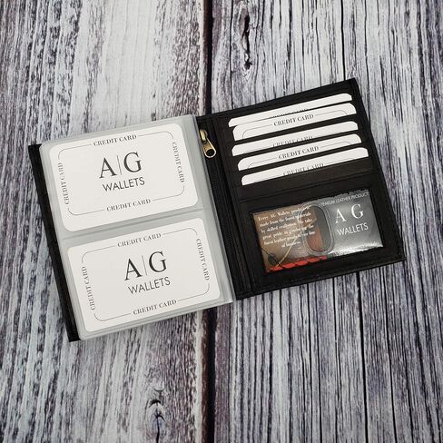 ag wallets Men's RFID Genuine Leather European Bifold Wallet Hipster 2 ID Windows (Black) in Saudi Arabia