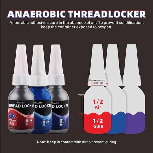 Realth 10ml-3 Pack Threadlocker Purple Blue and Red, Low, Medium and High Strength Thread Locker, Lock Tight Thread Lock for Metal, Fasteners, Nuts, Bolts to Against Losening and Seal in Saudi Arabia