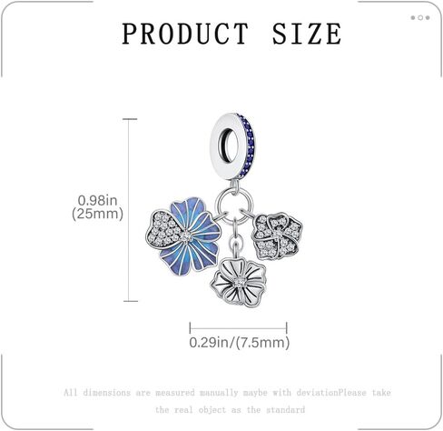 KEQ 925 Silver Flower Charms for Bracelets Necklace DIY Cherry Blossom Lily Lotus Dangle Charms for Women Wife Mom Couple bbf Birthday Gift in Kuwait