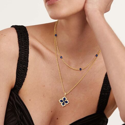 MEVECCO Gold Four Leaf Clover Necklace for Women 14K Gold Plated Clover Pendant Necklace Double Side With Diamond Vintage Filigree Flower Necklace Gift in Saudi Arabia