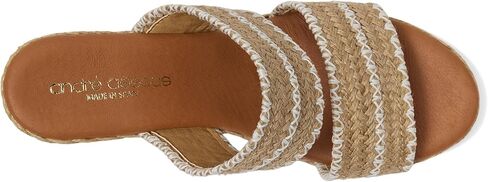 Andre Assous Women's Nolita Raffia Wedge Sandal, Natural Platino Stripe, 7 in Kuwait