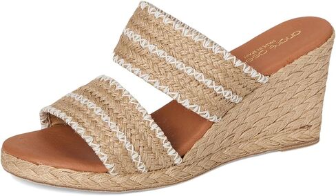 Andre Assous Women's Nolita Raffia Wedge Sandal, Natural Platino Stripe, 7 in Kuwait
