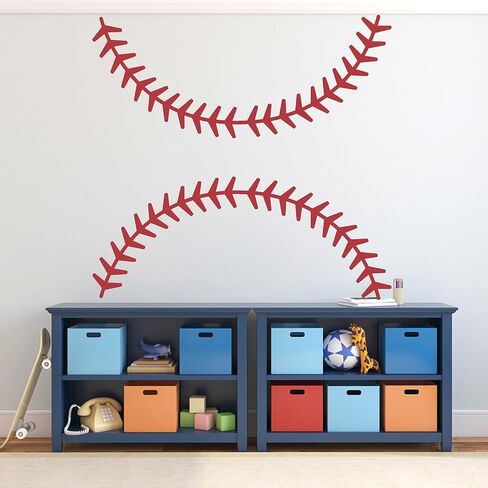Vinyl Baseball Wall Decals Big Baseball Stitches Stickers Peel and Stick Ceiling Decals Baseball Lace Wall Stickers Large Sport Ball Wall Stickers for Teens Boy Girl Bedroom Playroom Decor in Saudi Arabia