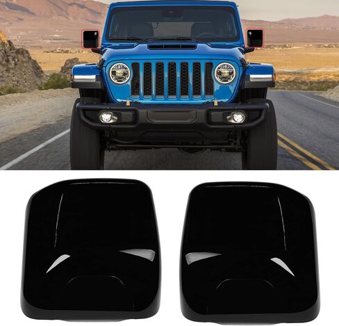 متوافق مع 2018-2024 Jeep Wrangler JL غلاف غطاء مرآة لبرنامج السائق اليسرى ، وغطاء مرآة LH الأسود LH بديل للاستبدال Wrangler JL ل 68361961AA in Kuwait